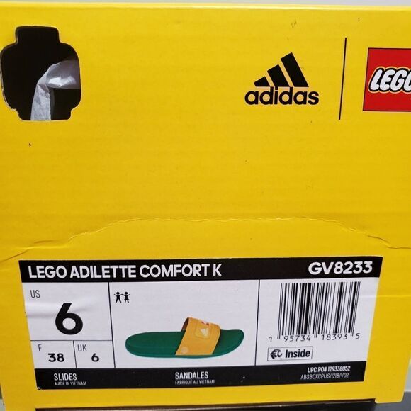 adidas Originals Sz 6 Kids Unisex  Adilette Comfort x LEGO® Slides BNIB - Picture 4 of 10